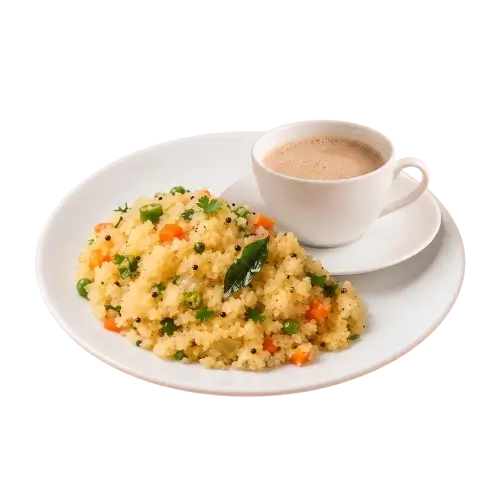Homemade Rava Upma + Regular Tea
