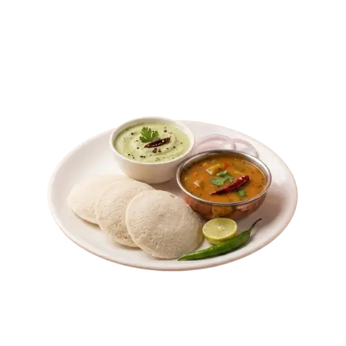 Idli with Sambar & Chutney