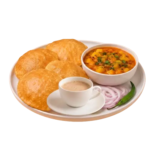 Poori Bhaji + Regular Tea